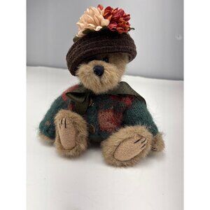 Boyds Bears Aunt Fanny Plush Figurine 7" Faux Fur Brown Hat Fall Sweater Collect